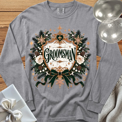 Groomsman - Premium Winter Heirloom Wedding Long Sleeve T-Shirt - Grey