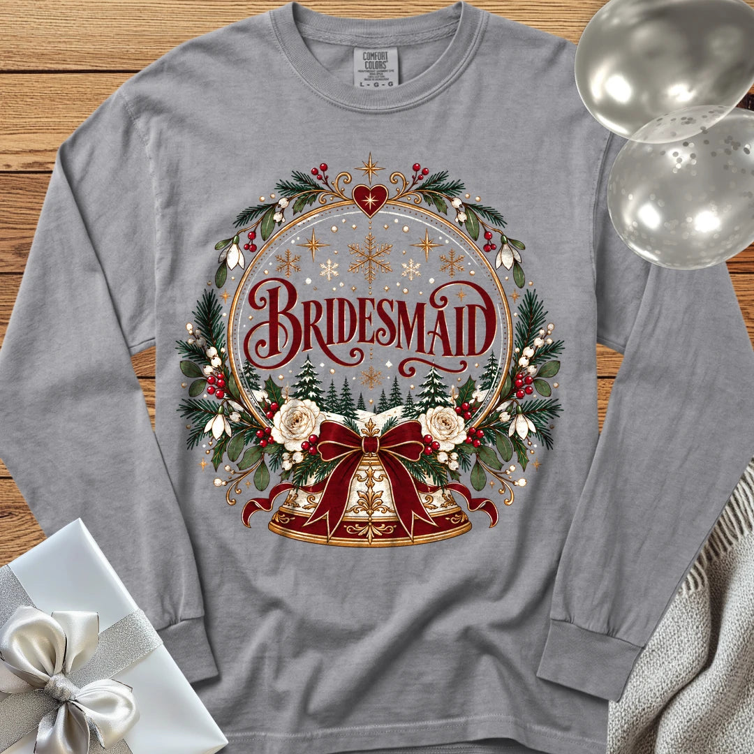 Bridesmaid - Premium Snowglobe Wedding Long Sleeve T-Shirt - Grey