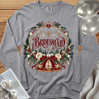 Bridesmaid - Premium Snowglobe Wedding Long Sleeve T-Shirt - Grey