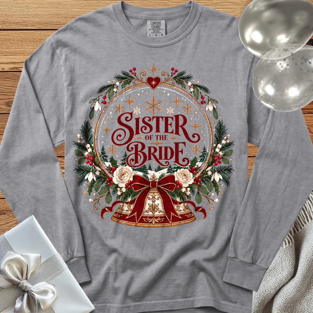 Sister of the Bride - Premium Snowglobe Wedding Long Sleeve T-Shirt - Grey