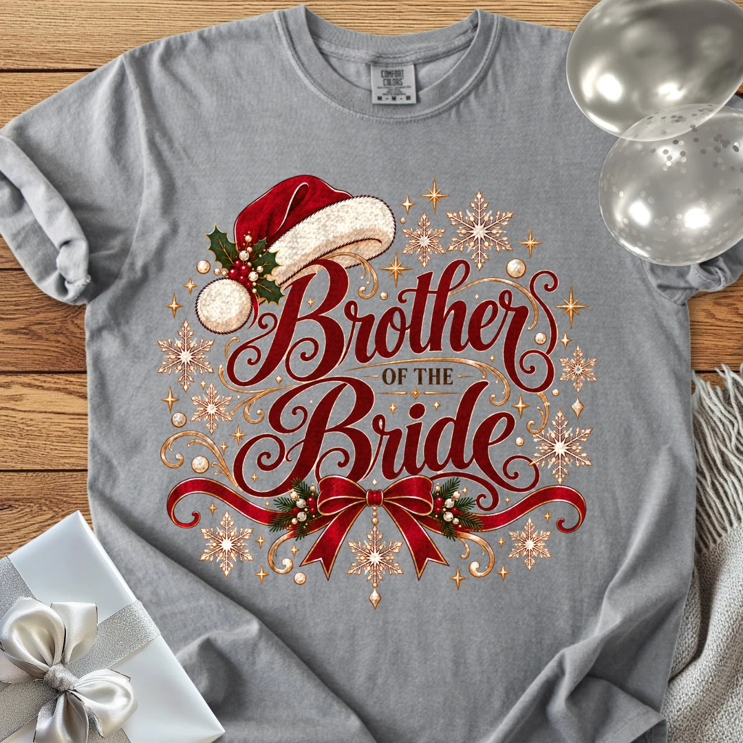 Brother of the Bride - Premium Christmas Wedding T-Shirt - Grey