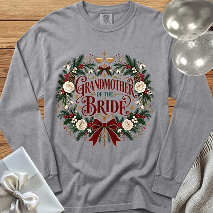 Grandmother of the Bride - Premium Winter Crest Wedding Long Sleeve T-Shirt - Grey