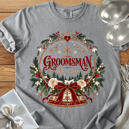 Groomsman - Premium Snowglobe Wedding T-Shirt - Grey