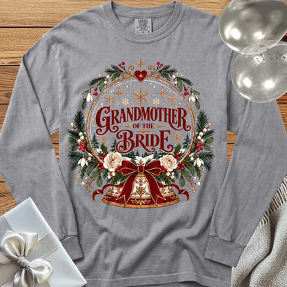 Grandmother of the Bride - Premium Snowglobe Wedding Long Sleeve T-Shirt - Grey