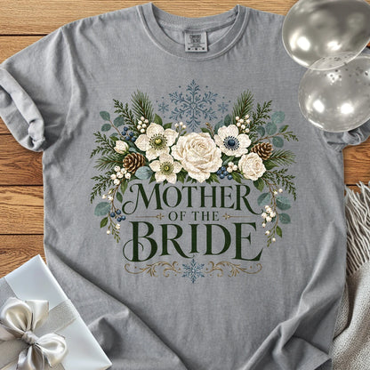 Mother of the Bride - Premium Winter Bouquet Wedding T-Shirt - Grey