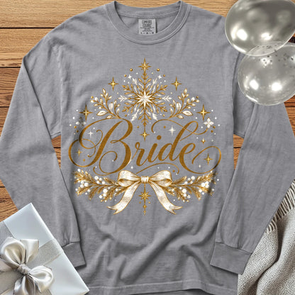 Bride - Premium Winter Sparkle Wedding Long Sleeve T-Shirt - Grey