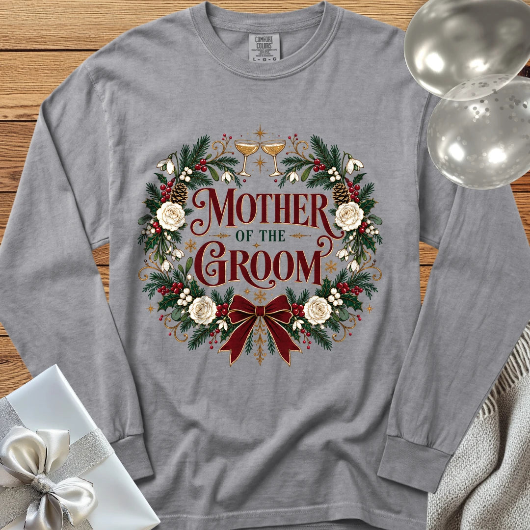 Mother of the Groom - Premium Winter Crest Wedding Long Sleeve T-Shirt - Grey