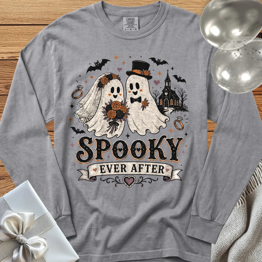 Spooky Ever After - Halloween Wedding Long Sleeve T-Shirt - Grey