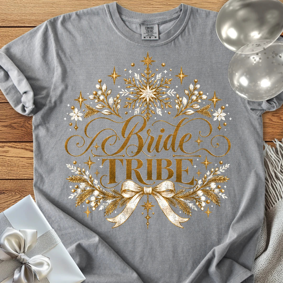 Bride Tribe - Premium Winter Sparkle Wedding T-Shirt - Grey