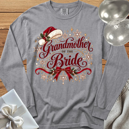 Grandmother of the Bride - Premium Christmas Long Sleeve Wedding T-Shirt - Grey