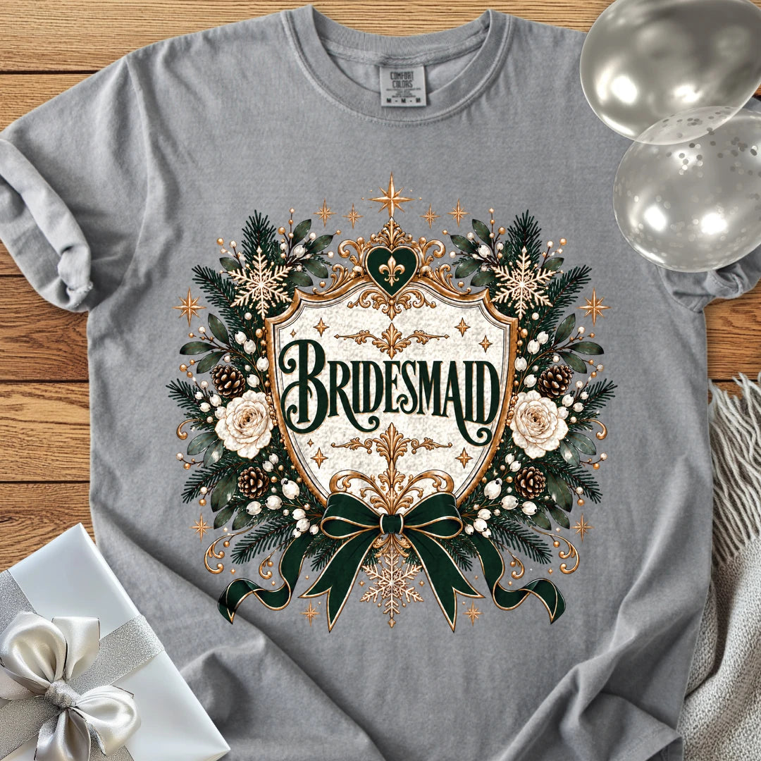 Bridesmaid - Premium Winter Heirloom Wedding T-Shirt - Grey