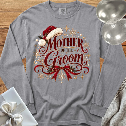 Mother of the Groom - Premium Christmas Long Sleeve Wedding T-Shirt - Grey