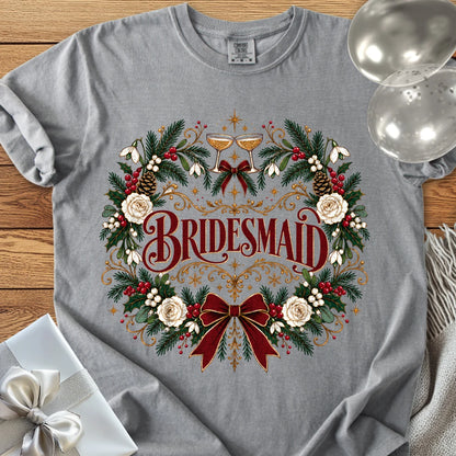 Bridesmaid - Premium Winter Crest Wedding T-Shirt - Grey