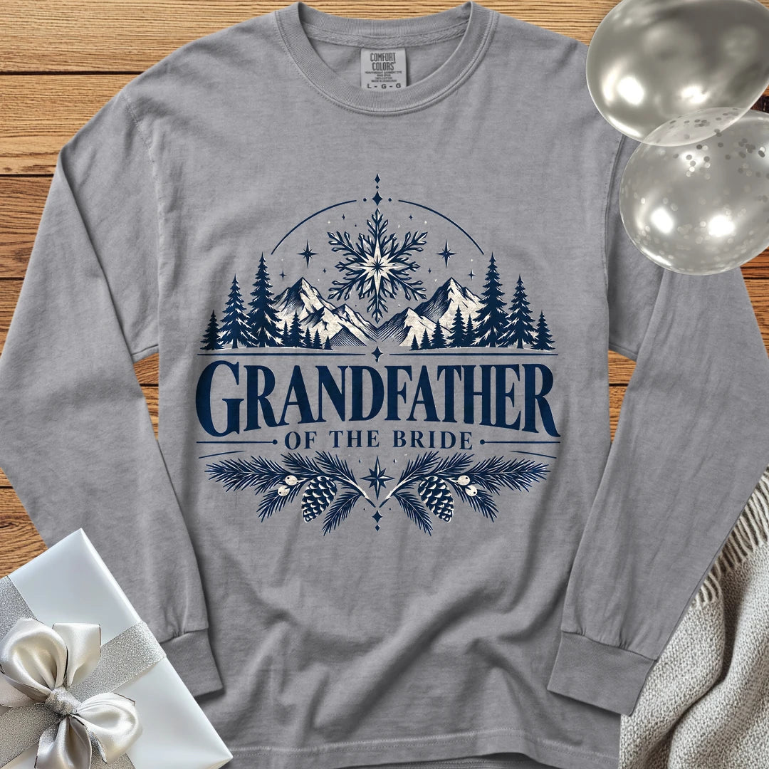 Grandfather of the Bride - Premium Winter Peaks Wedding Long Sleeve T-Shirt - Grey