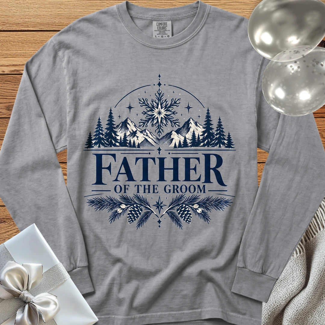 Father of the Groom - Premium Winter Peaks Wedding Long Sleeve T-Shirt - Grey