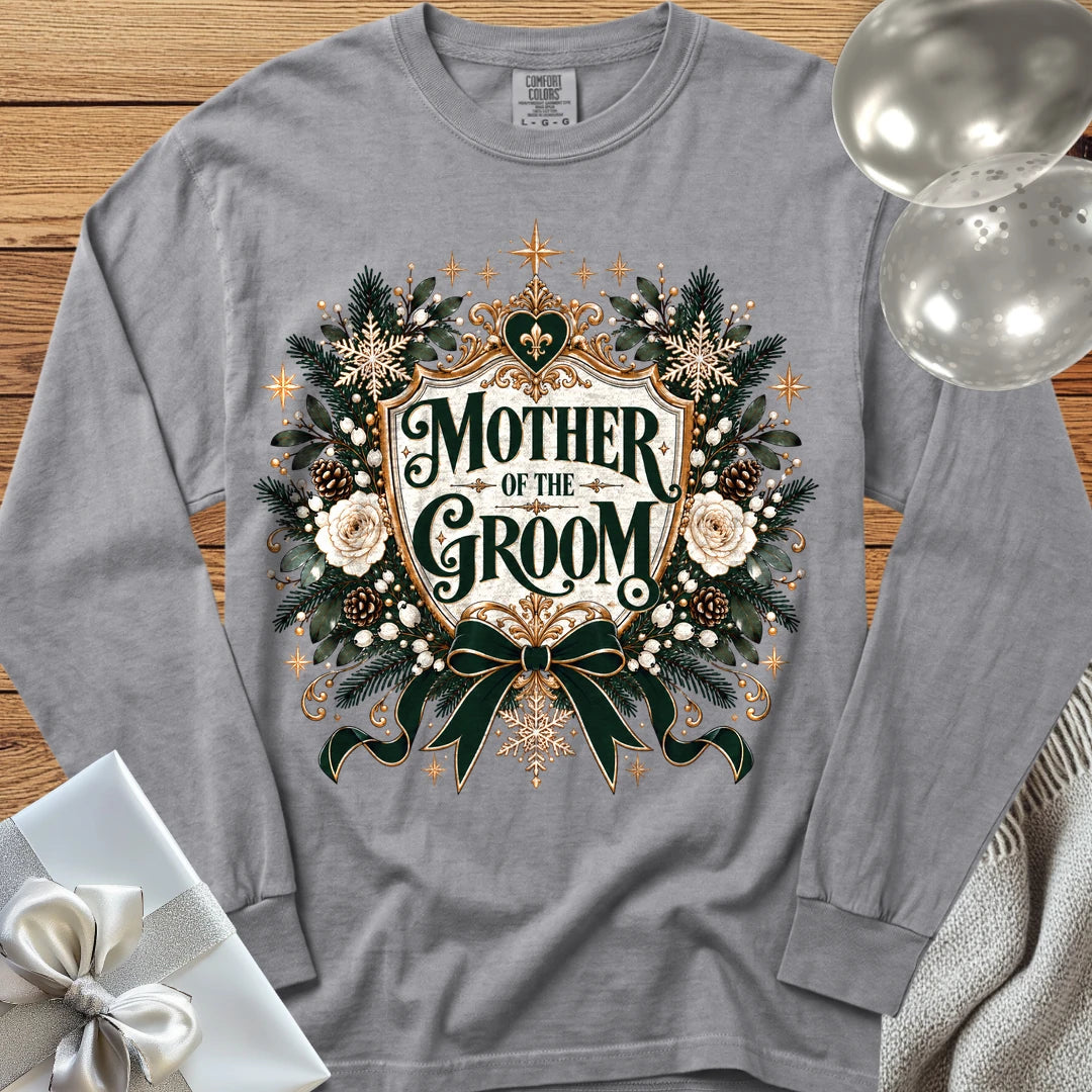 Mother of the Groom - Premium Winter Heirloom Wedding Long Sleeve T-Shirt - Grey