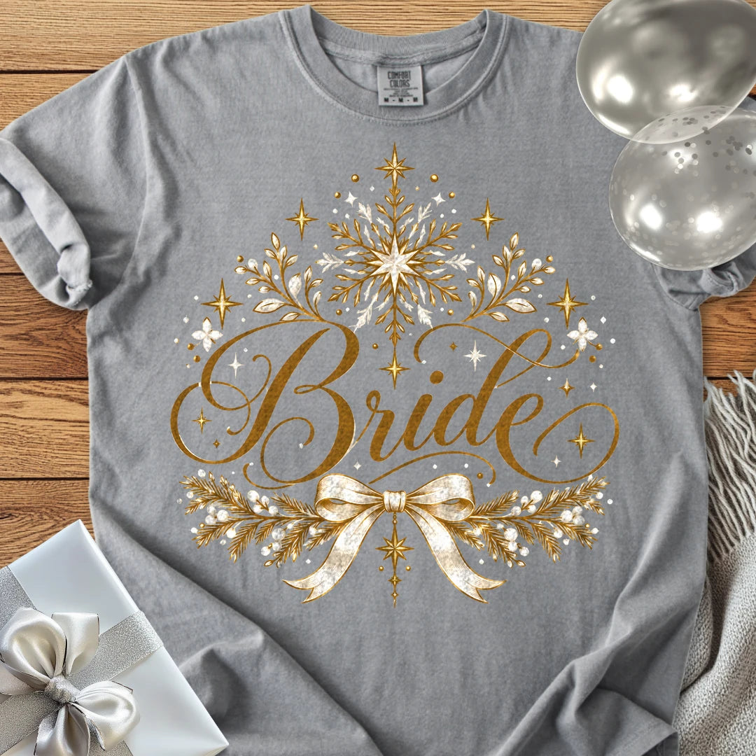 Bride - Premium Winter Sparkle Wedding T-Shirt - Grey
