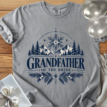 Grandfather of the Bride - Premium Winter Peaks Wedding T-Shirt - Grey