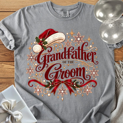 Grandfather of the Groom - Premium Christmas Wedding T-Shirt - Grey