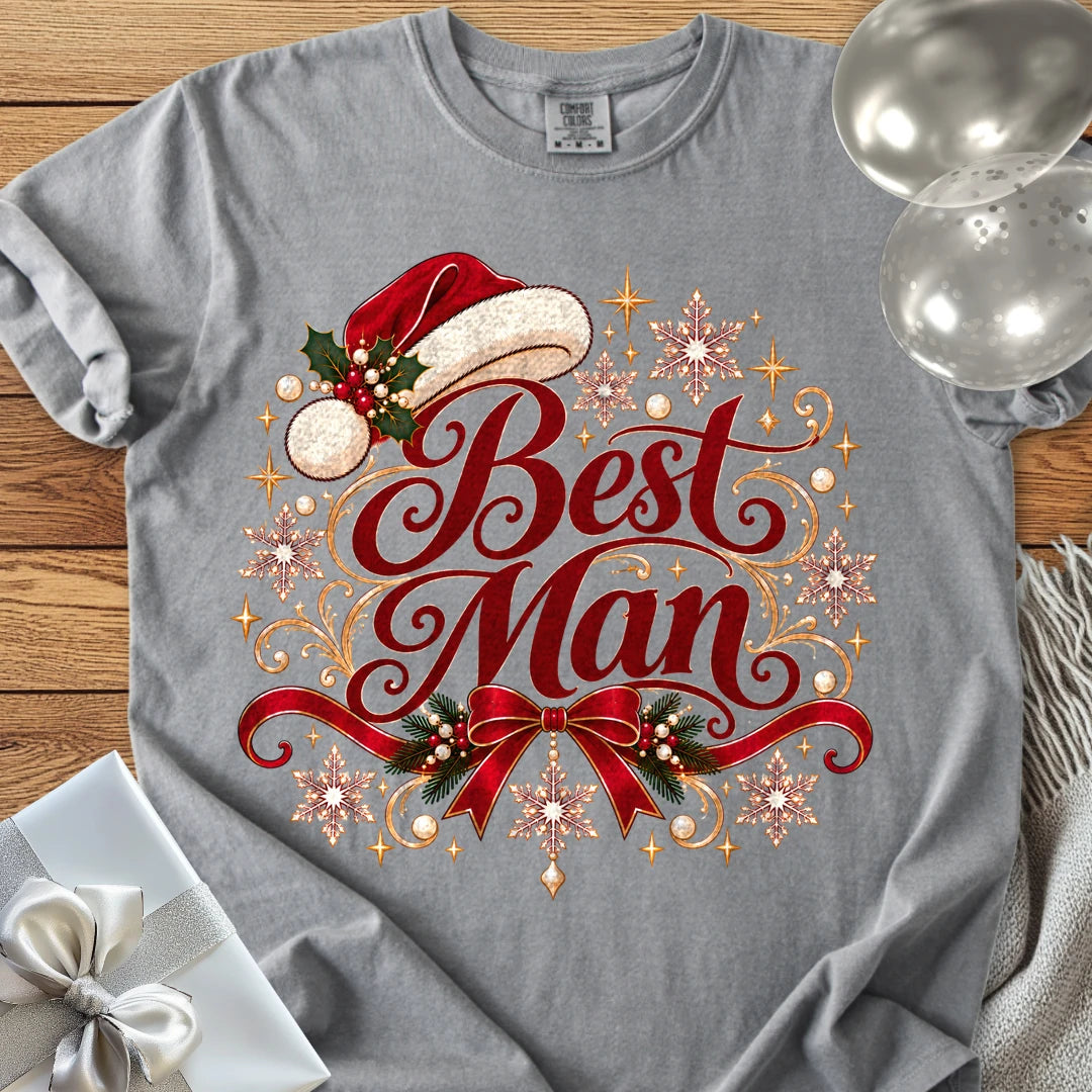Best Man - Premium Christmas Wedding T-Shirt - Grey
