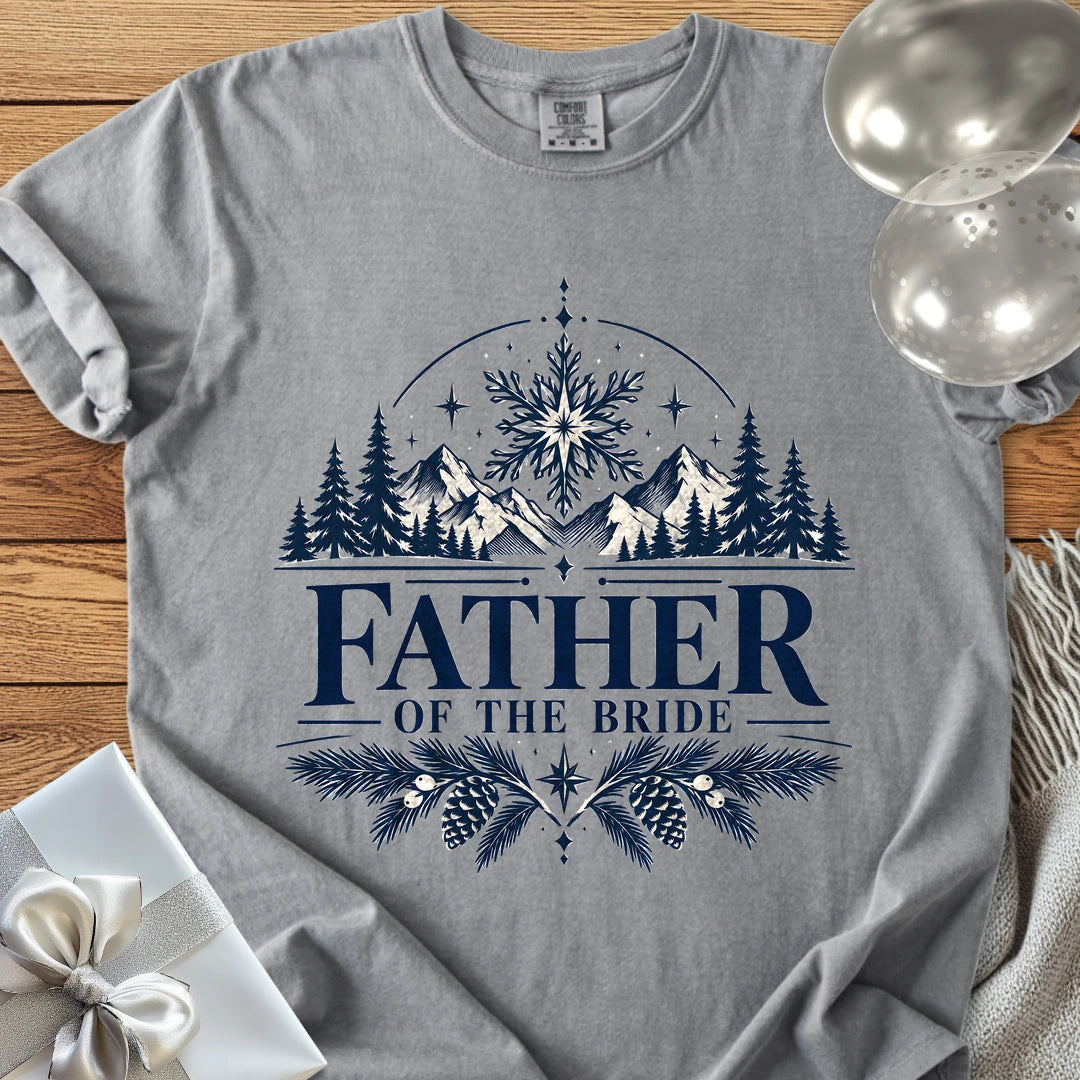 Father of the Bride - Premium Winter Peaks Wedding T-Shirt - Grey