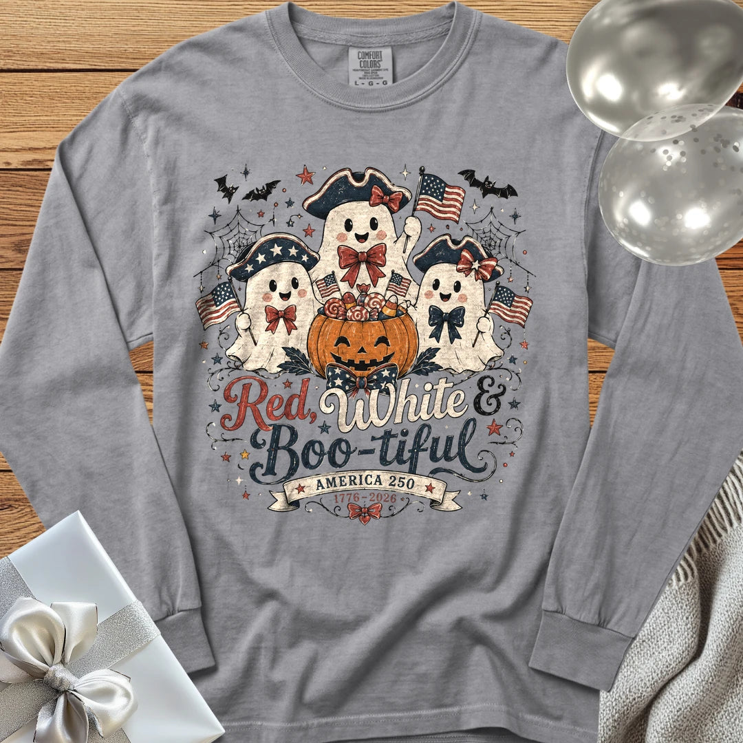 Red, White & Boo-tiful - Premium America 250 Halloween Long Sleeve T-Shirt - Grey