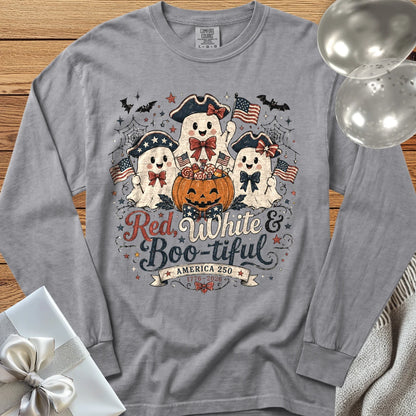 Red, White & Boo-tiful - Premium America 250 Halloween Long Sleeve T-Shirt - Grey