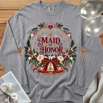 Maid of Honor - Premium Snowglobe Wedding Long Sleeve T-Shirt - Grey