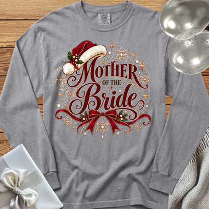 Mother of the Bride - Premium Christmas Long Sleeve Wedding T-Shirt - Grey