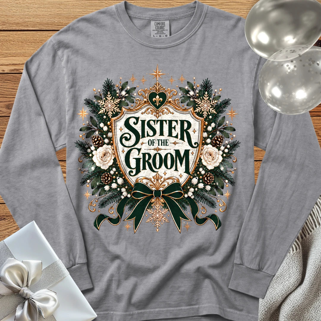 Sister of the Groom - Premium Winter Heirloom Wedding Long Sleeve T-Shirt - Grey