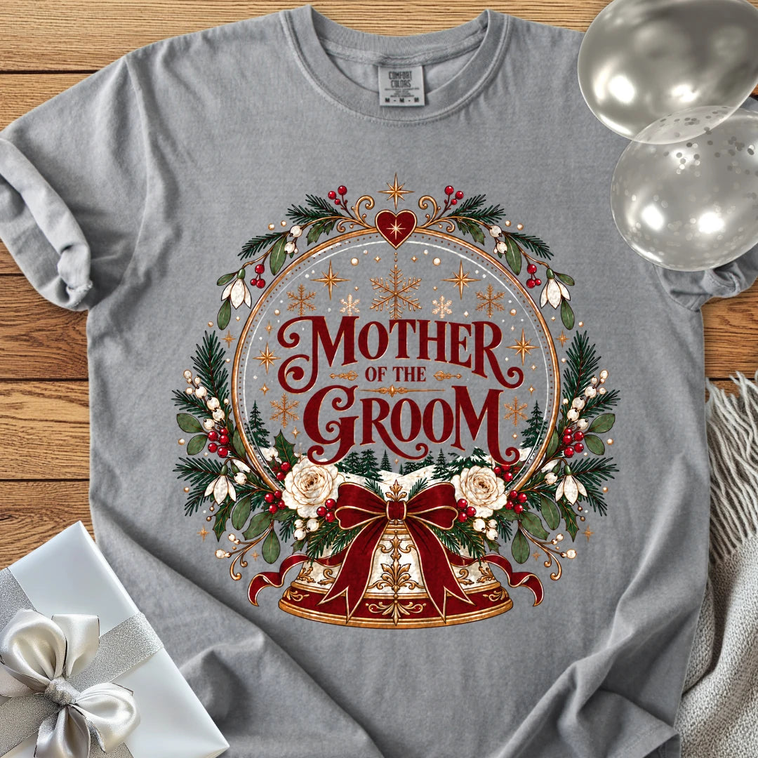 Mother of the Groom - Premium Snowglobe Wedding T-Shirt - Grey