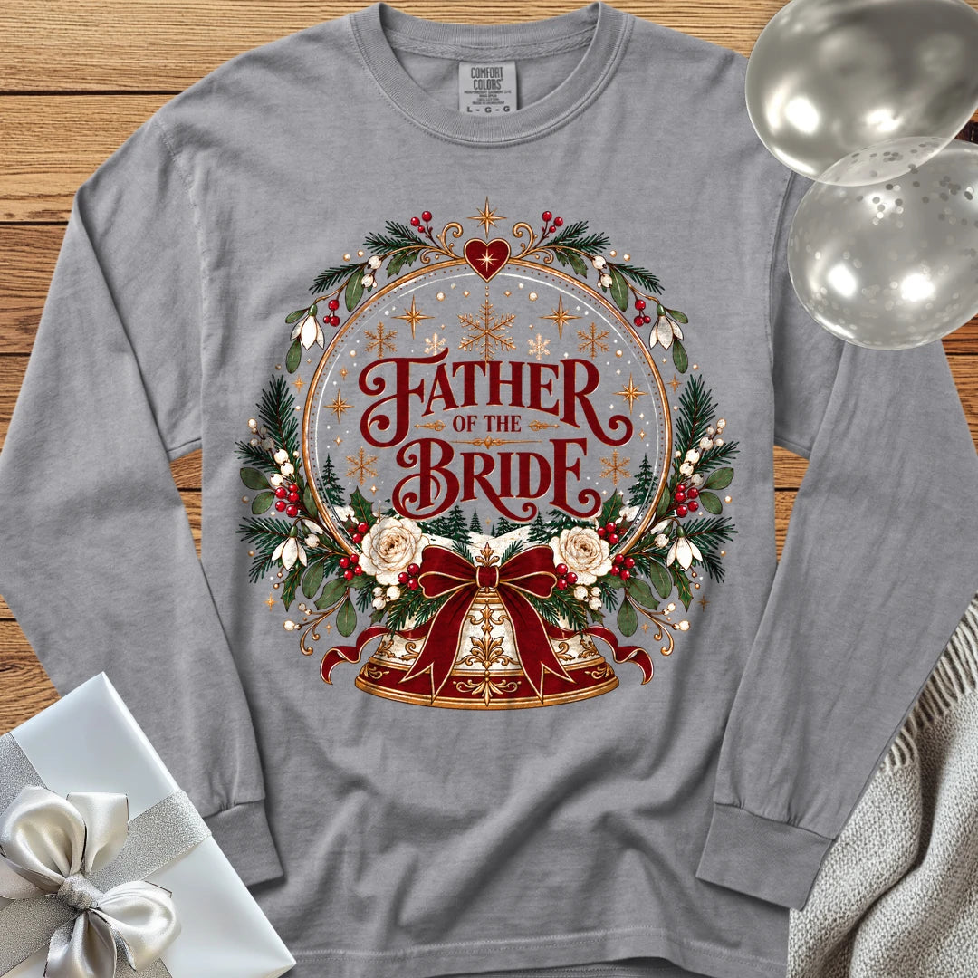Father of the Bride - Premium Snowglobe Wedding Long Sleeve T-Shirt - Grey