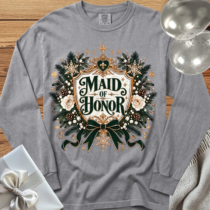 Maid of Honor - Premium Winter Heirloom Wedding Long Sleeve T-Shirt - Grey