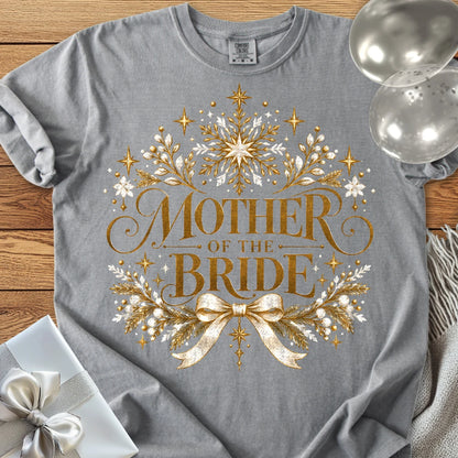 Mother of the Bride - Premium Winter Sparkle Wedding T-Shirt - Grey