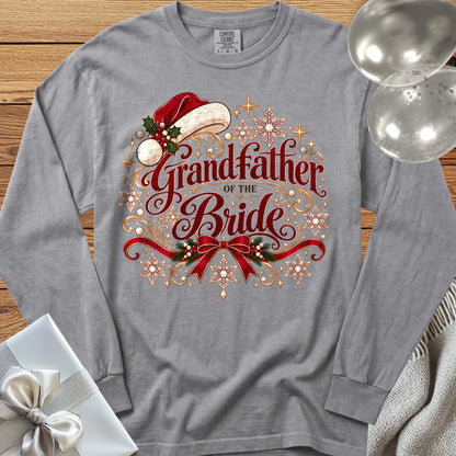 Grandfather of the Bride - Premium Christmas Long Sleeve Wedding T-Shirt - Grey