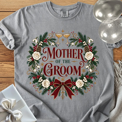 Mother of the Groom - Premium Winter Crest Wedding T-Shirt - Grey