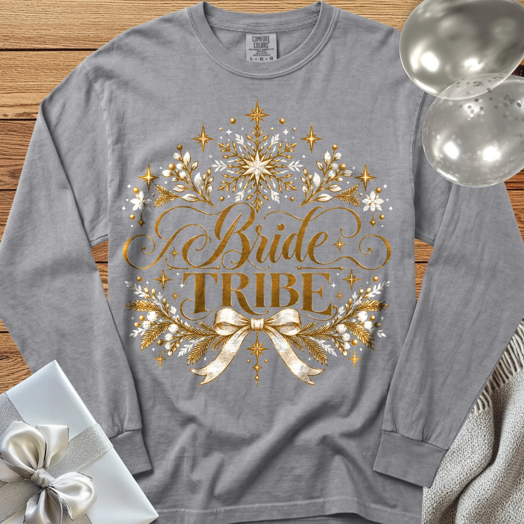Bride Tribe - Premium Winter Sparkle Wedding Long Sleeve T-Shirt - Grey