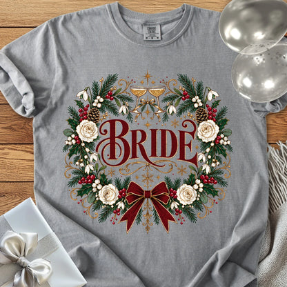 Bride - Premium Winter Crest Wedding T-Shirt - Grey