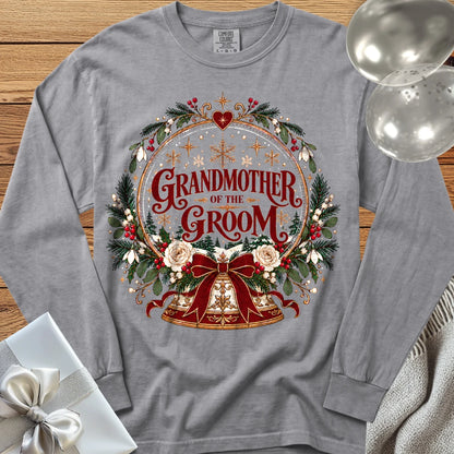 Grandmother of the Groom - Premium Snowglobe Wedding Long Sleeve T-Shirt - Grey