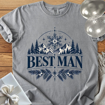 Best Man - Premium Winter Peaks Wedding T-Shirt - Grey