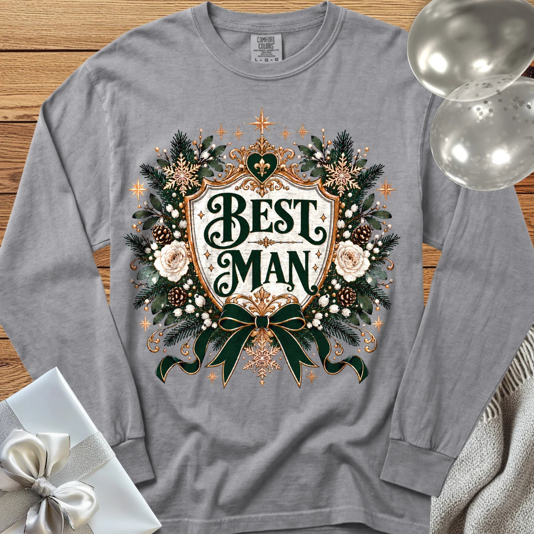 Best Man - Premium Winter Heirloom Wedding Long Sleeve T-Shirt - Grey
