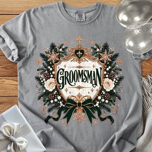 Groomsman - Premium Winter Heirloom Wedding T-Shirt - Grey