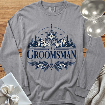 Groomsman - Premium Winter Peaks Wedding Long Sleeve T-Shirt - Grey
