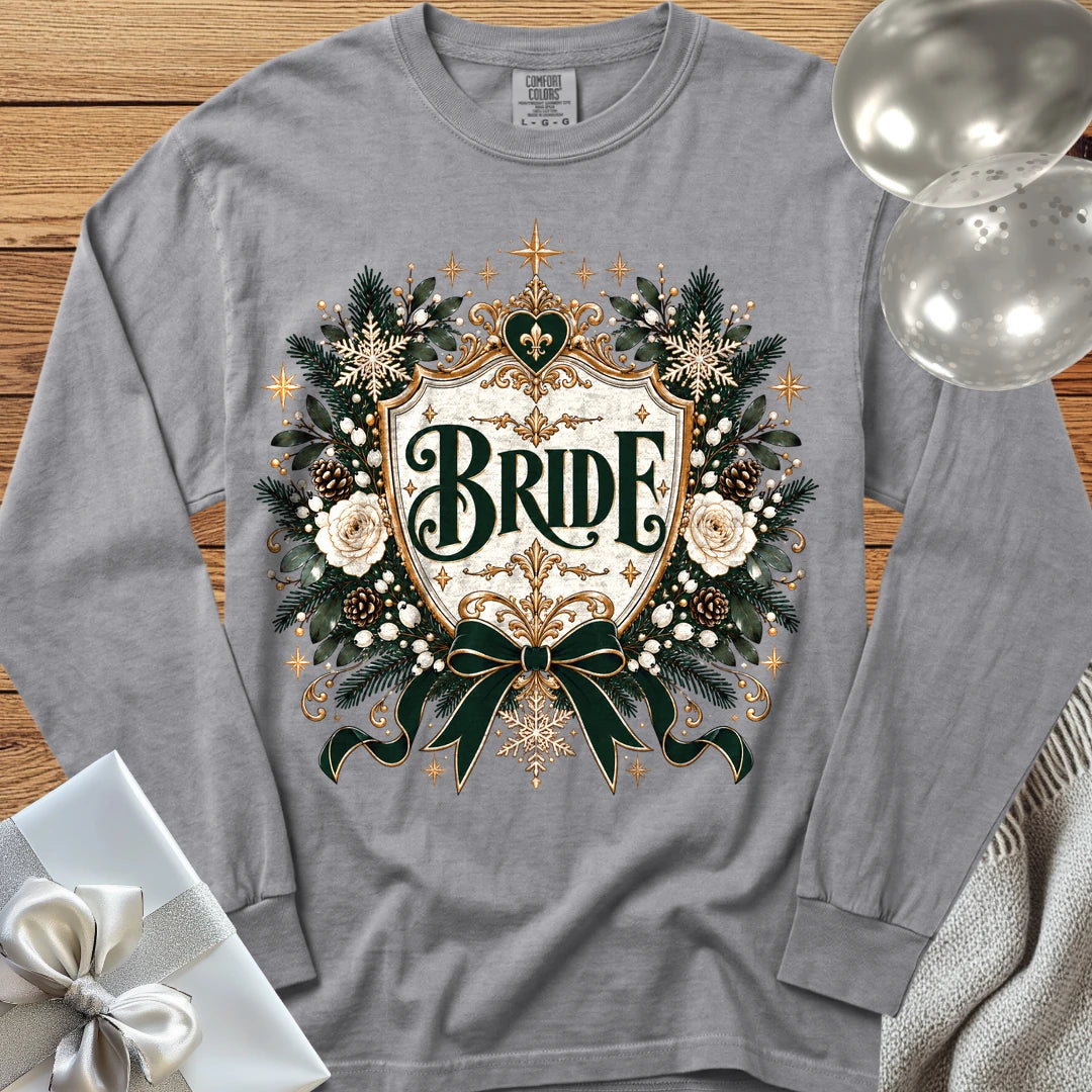 Bride - Premium Winter Heirloom Wedding Long Sleeve T-Shirt - Grey