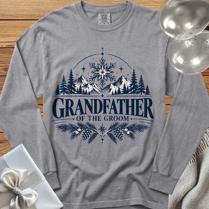 Grandfather of the Groom - Premium Winter Peaks Wedding Long Sleeve T-Shirt - Grey