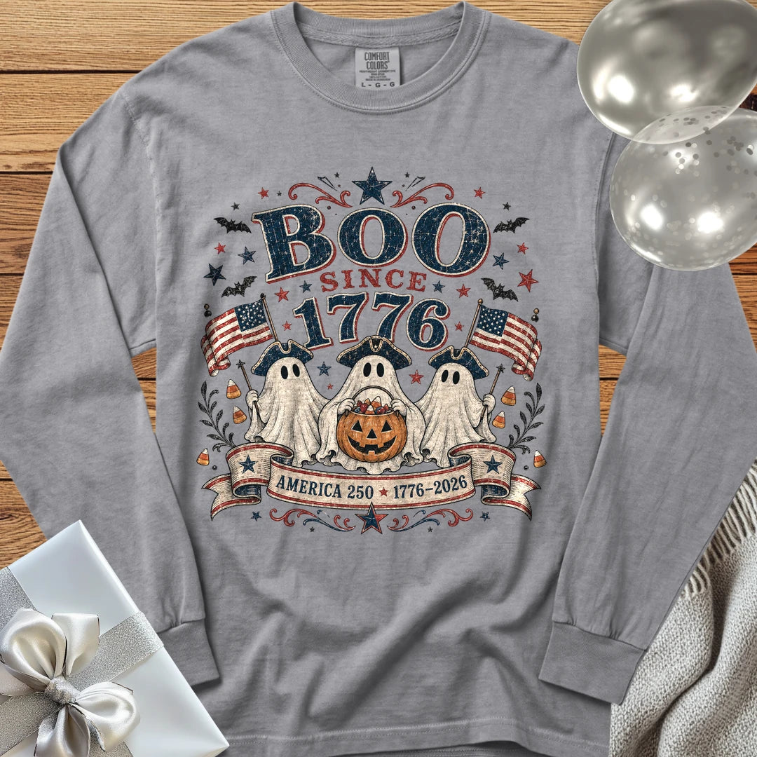 Boo Since 1776 - Premium Halloween America 250 Long Sleeve T-Shirt - Grey