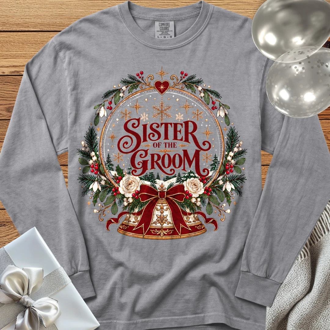 Sister of the Groom - Premium Snowglobe Wedding Long Sleeve T-Shirt - Grey