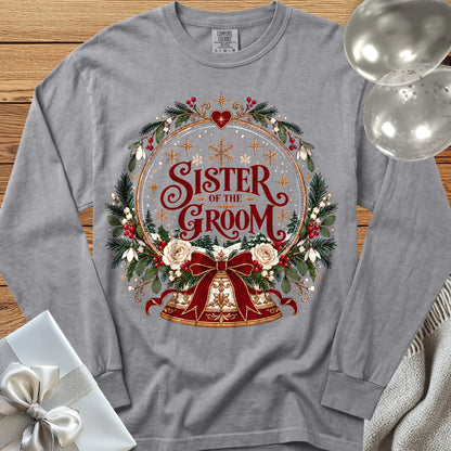 Sister of the Groom - Premium Snowglobe Wedding Long Sleeve T-Shirt - Grey