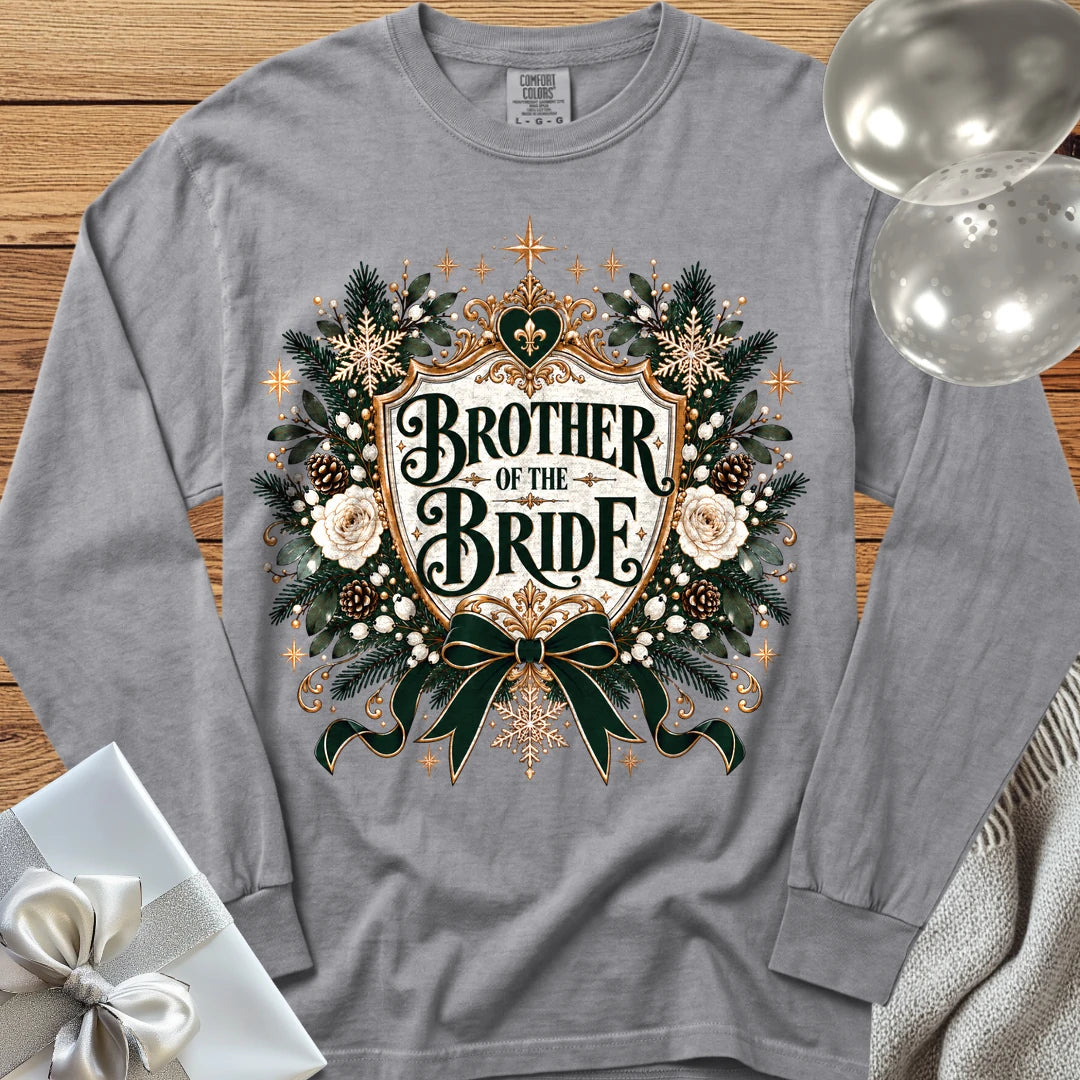 Brother of the Bride - Premium Winter Heirloom Wedding Long Sleeve T-Shirt - Grey