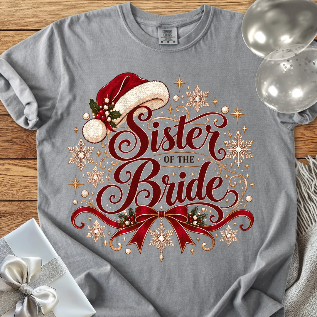 Sister of the Bride - Premium Christmas Wedding T-Shirt - Grey